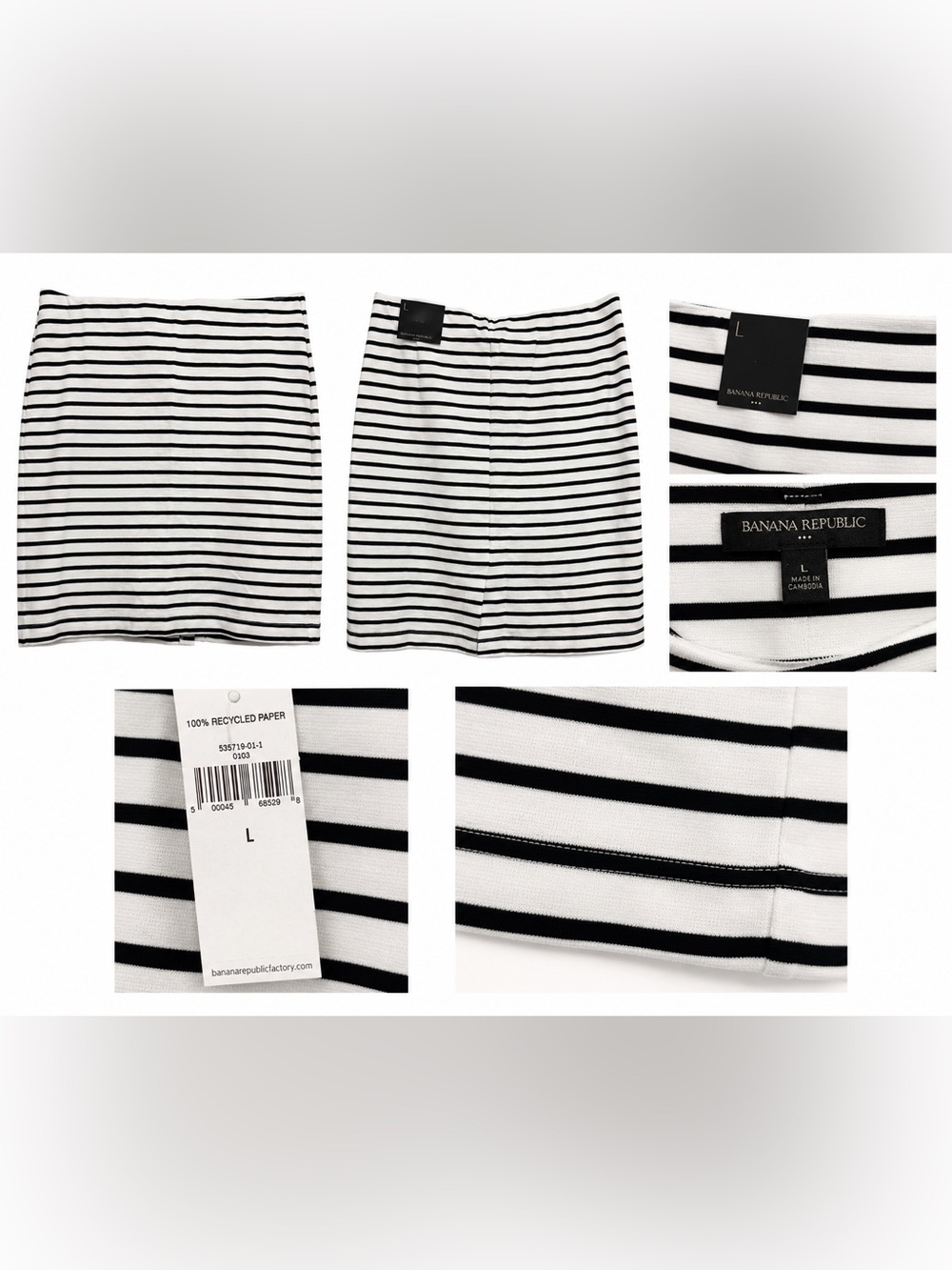 Banana Republic Black & White Striped Pencil Skirt